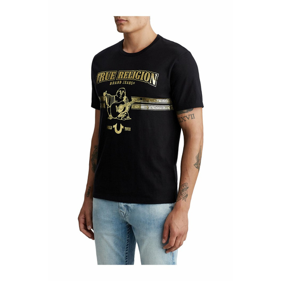 True Religon Men's Buddha Gold Metallic Foil Tee - Picture 3 of 6